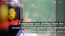 Woman Is Airlifted From the Sea by the U.K. Coastguard and Is Spotted Thanks to Her Pink Hat and Float