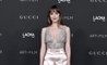 Dakota Johnson Paired a Plunging Bejeweled Crop Top with Wide-Leg Pants on the Red Carpet