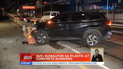 SUV, sumalpok sa plastic at concrete barriers | UH