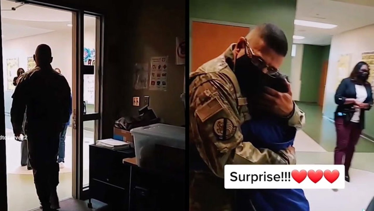 Military Dad Surprises Son In School Photo