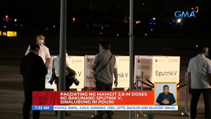 Pagdating ng mahigit 2.8-M doses ng bakunang Sputnik V, sinalubong ni PDU30 | UH