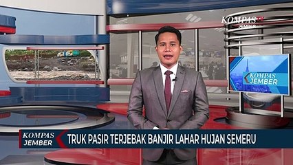 2 Truk Pasir Terjebak Banjir Lahar Hujan Gunung Semeru