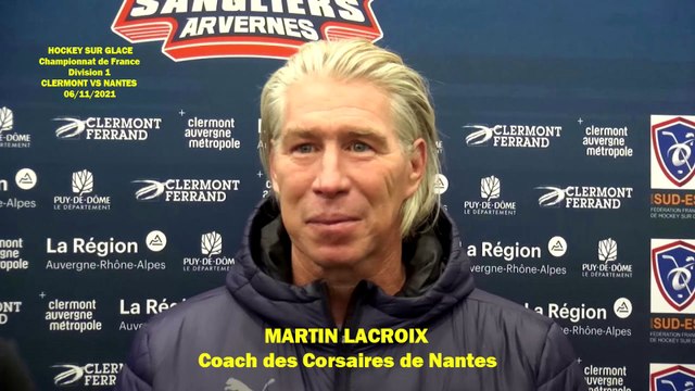 FRA - Hockey sur glace Interview de Martin Lacroix, Coach des Corsaires de Nantes, 06/11/2021 (D1 – J05 Clermont-Ferrand VS Nantes)