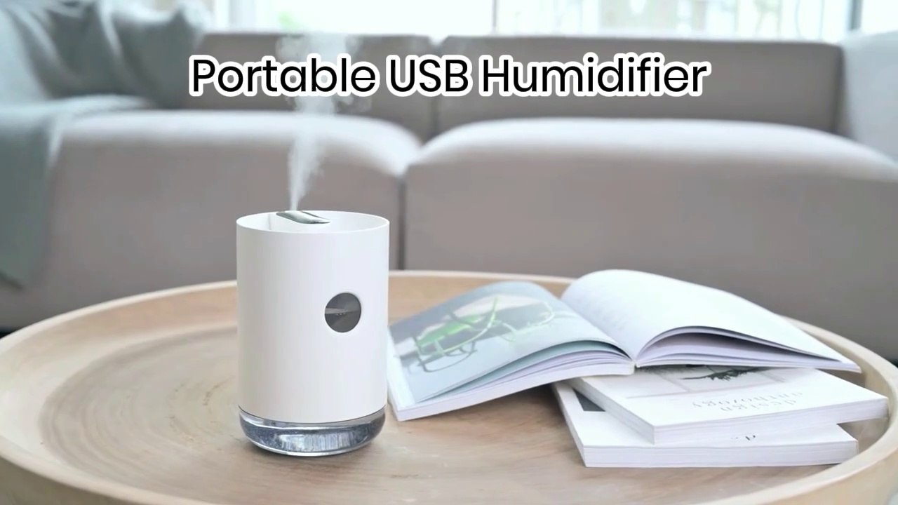Portable USB Humidifier with 1000mL Water Tank 3000mAh Battery and Power Display