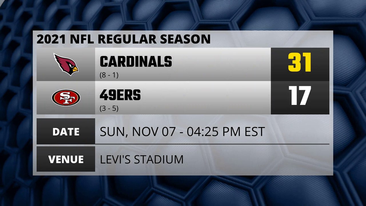 Cardinals @ 49 Ers NFL Game Recap for SUN, NOV 07 - 04:25 PM EST