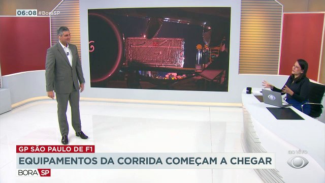 Os equipamentos para o grande prêmio São Paulo já começaram a chegar ao Brasil. São mais de 600 toneladas que serão transportadas em 100 carretas, como mostra a reportagem do Thiago Kansler.