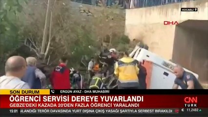 Kocaeli'de öğrenci servisi dereye düştü