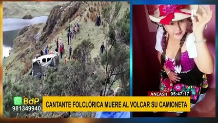 Áncash: cantante folclórica muere y su hijo queda grave luego que su camioneta cayera a abismo