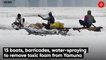 15 boats, barricades, water-spraying to remove toxic foam from Yamuna