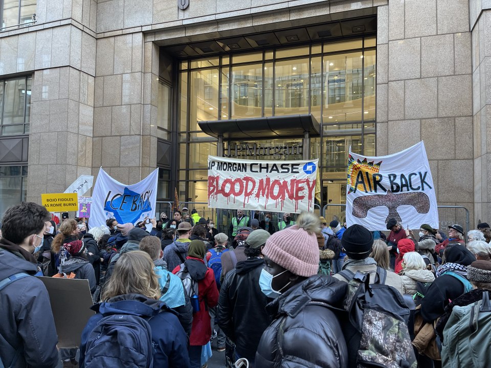 COP26: JP Morgan protest in Glasgow