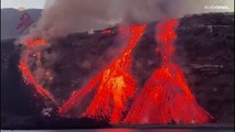 La lava del volcán de La Palma llega de nuevo al océano Atlántico