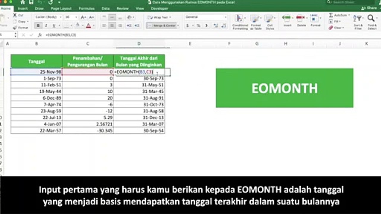Cara Menggunakan Rumus EOMONTH pada Excel - Compute Expert