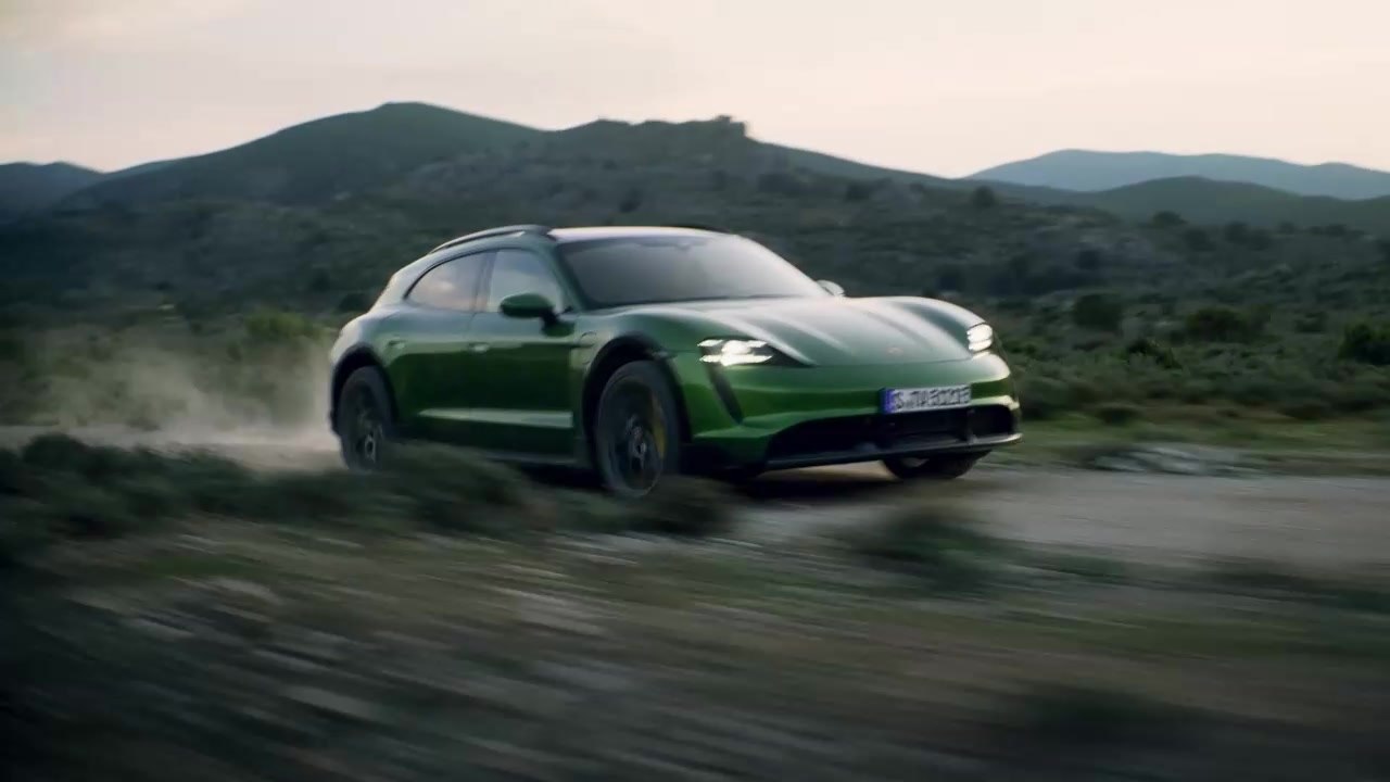 The new Porsche Taycan Turbo S Cross Turismo Design in Green - video  Dailymotion