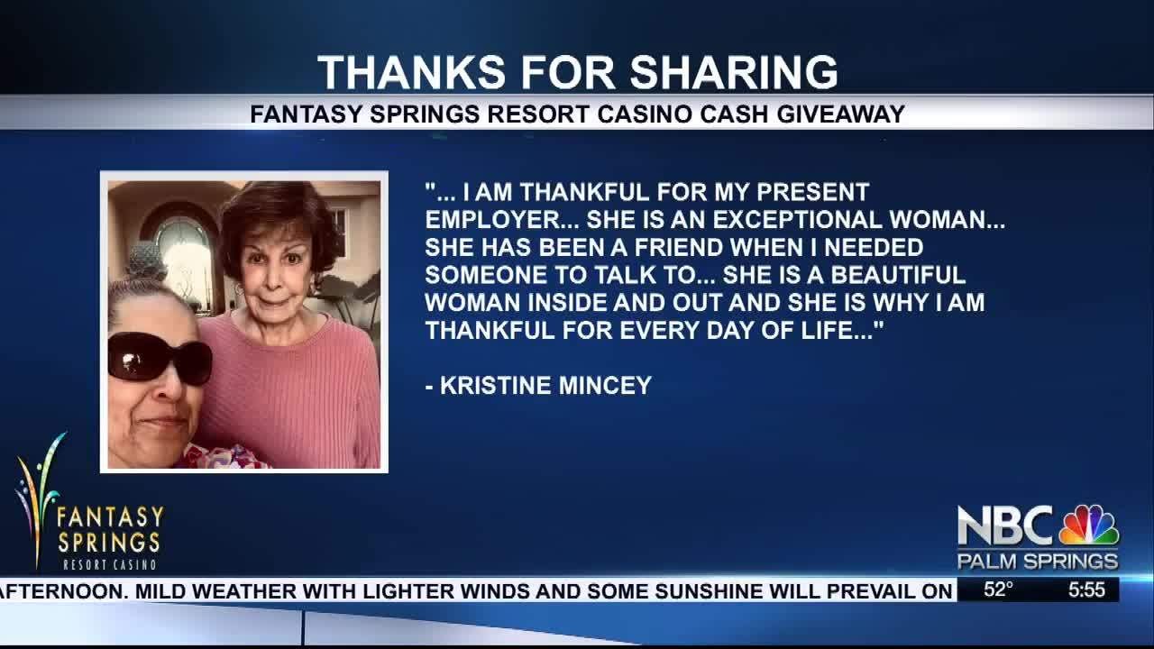 Fantasy Springs Thanks for Sharing Recipient: Kristine Mincey
