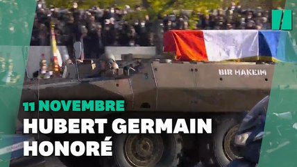 Tải video: Le cercueil d'Hubert Germain remonte les Champs Élysées sur le char 