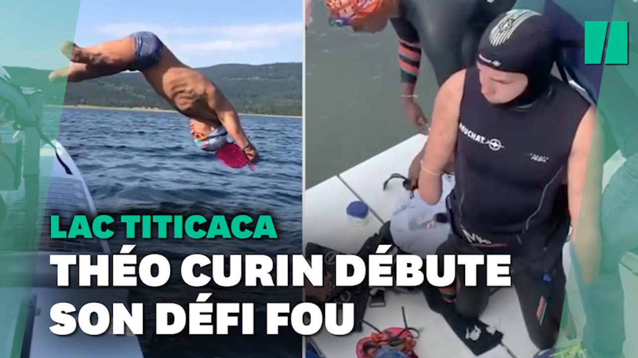 Théo Curin a débuté sa folle traversée à la nage du lac Titicaca en Bolivie