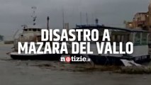 Maltempo, disastro a Mazara del Vallo: la piena nel porto trascina la barche a largo