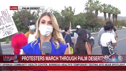 Speaking with protesters in Palm Desert