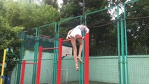 Stefania Deriabina - Training on horizontal bars