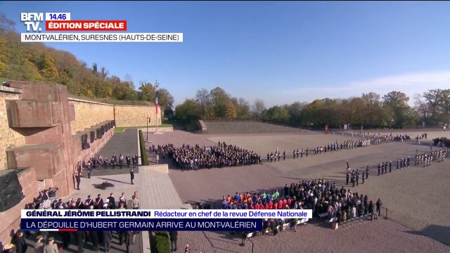 11-Novembre : Emmanuel Macron accueille le cercueil d’Hubert Germain au Mont-Valérien