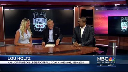 Lou Holtz, Mark May In Palm Springs Taping College Football Show
