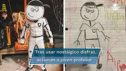 Maestro se disfraza de dibujo que le hizo alumna de 4 años antes de morir; "me dio nostalgia", dice