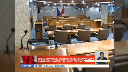 Senado, naghain ng petisyon sa Korte Suprema laban sa direktiba ni Pres. Duterte na nagbabawal sa mga miyembro ng ehekutibo na dumalo sa senate hearing | UB