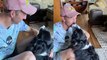 'Adorable Border Collie showers owner with love & kisses as he returns home from fishing trip '