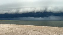 Ominous storm clouds loom over Texas coast