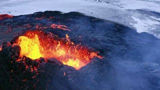 Volcanoes and Lava Eruption in Iceland 8K  HD Video with relaxing Music