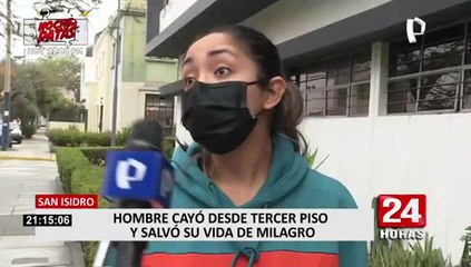 San Isidro: joven descontrolado mentalmente camina por la parte exterior de las ventanas