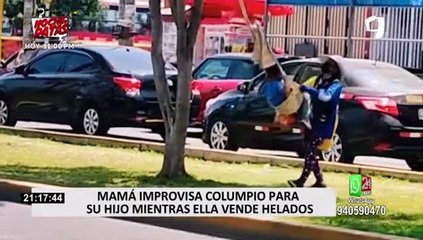 Conmovedor: vendedora de helados hace columpio que cuelga de un árbol para su hijo