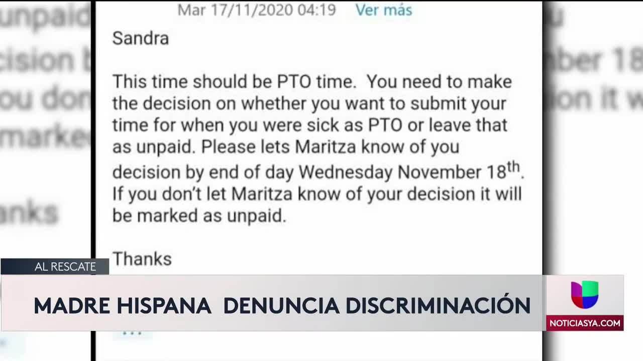 Madre hispana denuncia discriminación en su trabajo