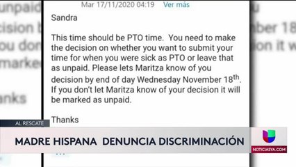 Madre hispana denuncia discriminación en su trabajo