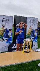 Kinawly Ladies captain Joanne Doonan accepts the Ulster Intermediate Championship