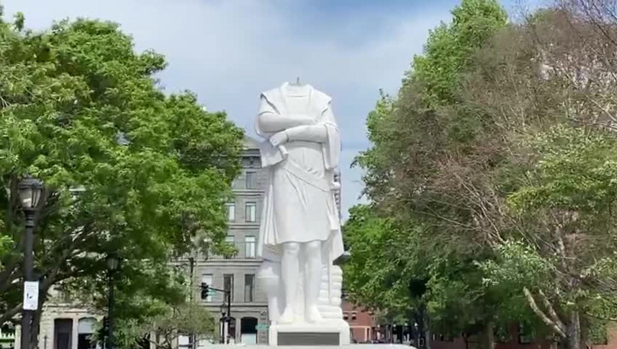 Decapitan estatua de Cristóbal Colón en Boston