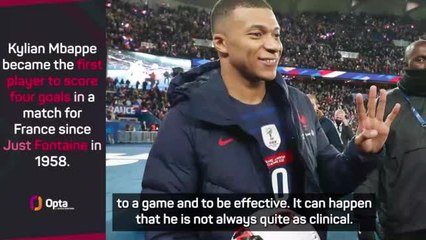 Four goal Mbappe's 'perfectionist mindset' delights Deschamps