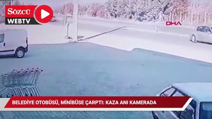 Belediye otobüsü, minibüse çarptı: 5 yaralı, kaza anı kamerada