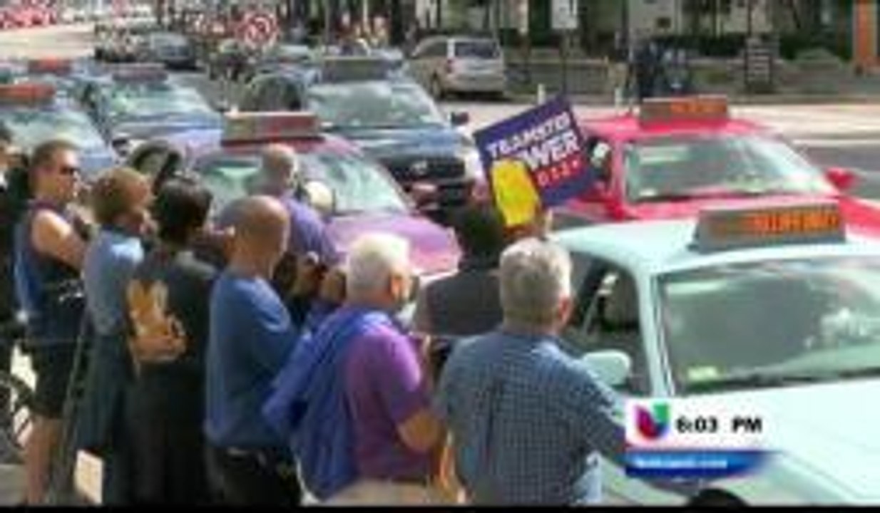 Protestan taxistas en Wsahington D.C.