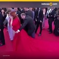 Modelo termina en paños menores en alfombra roja de Cannes