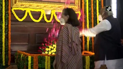 Congress leaders pay tribute to Jawaharlal Nehru on his 132nd birth anniversary at Parliament