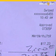 Buen samaritano deja propina de 2 mil dólares