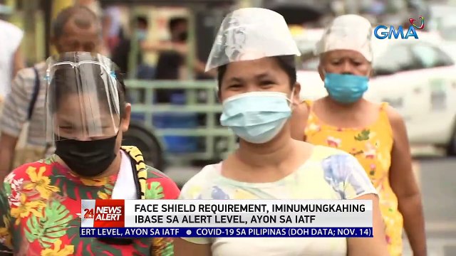 Face shield requirement, iminumungkahing ibase sa alert level, ayon sa IATF | 24 Oras News Alert