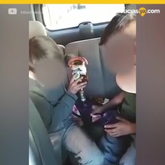 Niños toman licor en un video viral