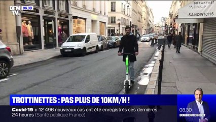 Download Video: À Paris, les trottinettes sont désormais bridées à 10 km/h dans les lieux à forte pression piétonne