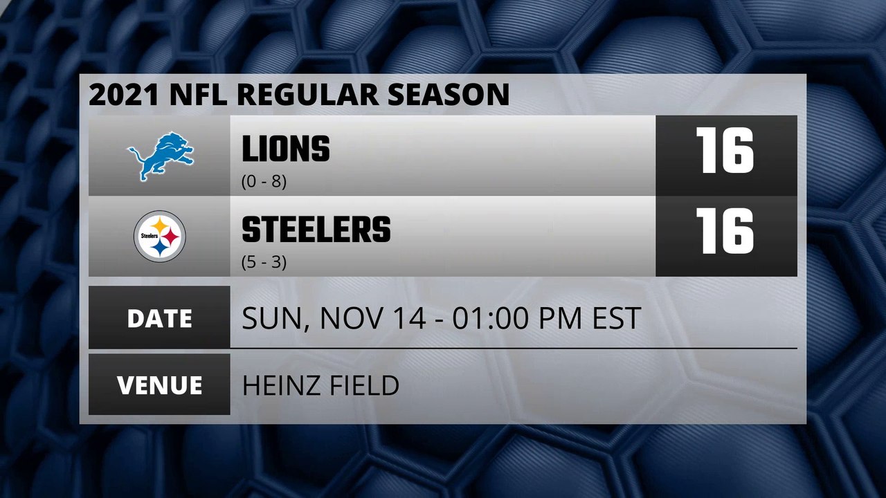 Lions @ Steelers NFL Game Recap for SUN, NOV 14 - 01:00 PM EST