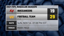 Buccaneers @ Football Team NFL Game Recap for SUN, NOV 14 - 01:00 PM EST