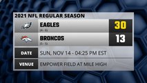 Eagles @ Broncos NFL Game Recap for SUN, NOV 14 - 04:25 PM EST