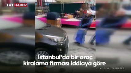 Pazar yerine park edilen araçları halatlarla çektiler