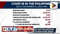 DOH, nakapagtala ng 1,547 na bagong mga kaso ng COVID-19 ngayong araw